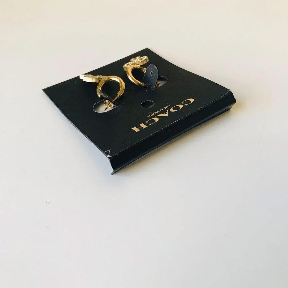 Coach Gold-tone Crystal Bow Hoop Earrings - Picture 5 of 11
